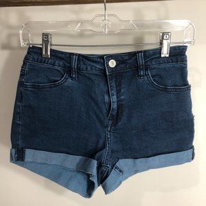 High Rise Super Stretch Denim Shorts